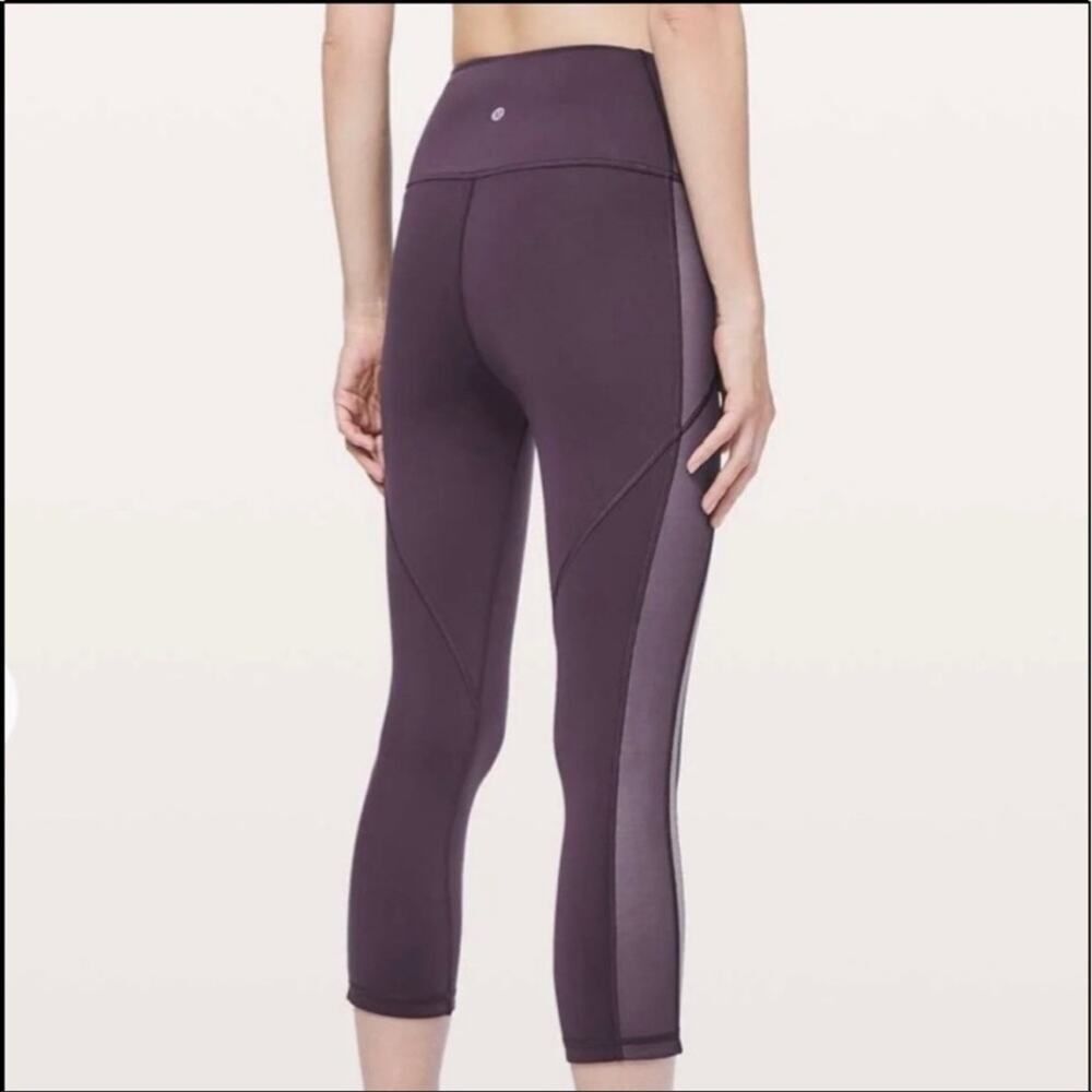 Lululemon Power Lines Crop *21 Inches In Cyber / Dark Chrome Purple Size 8